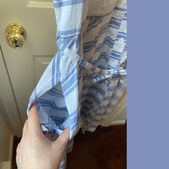 Ellos Blue and White Stripe Sandy Shirtwaist Dress - Picture 4 of 9